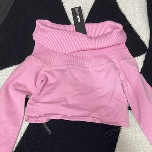 Fashion Nova Bubblegum Pink Off-Shoulder Cropped Sweater